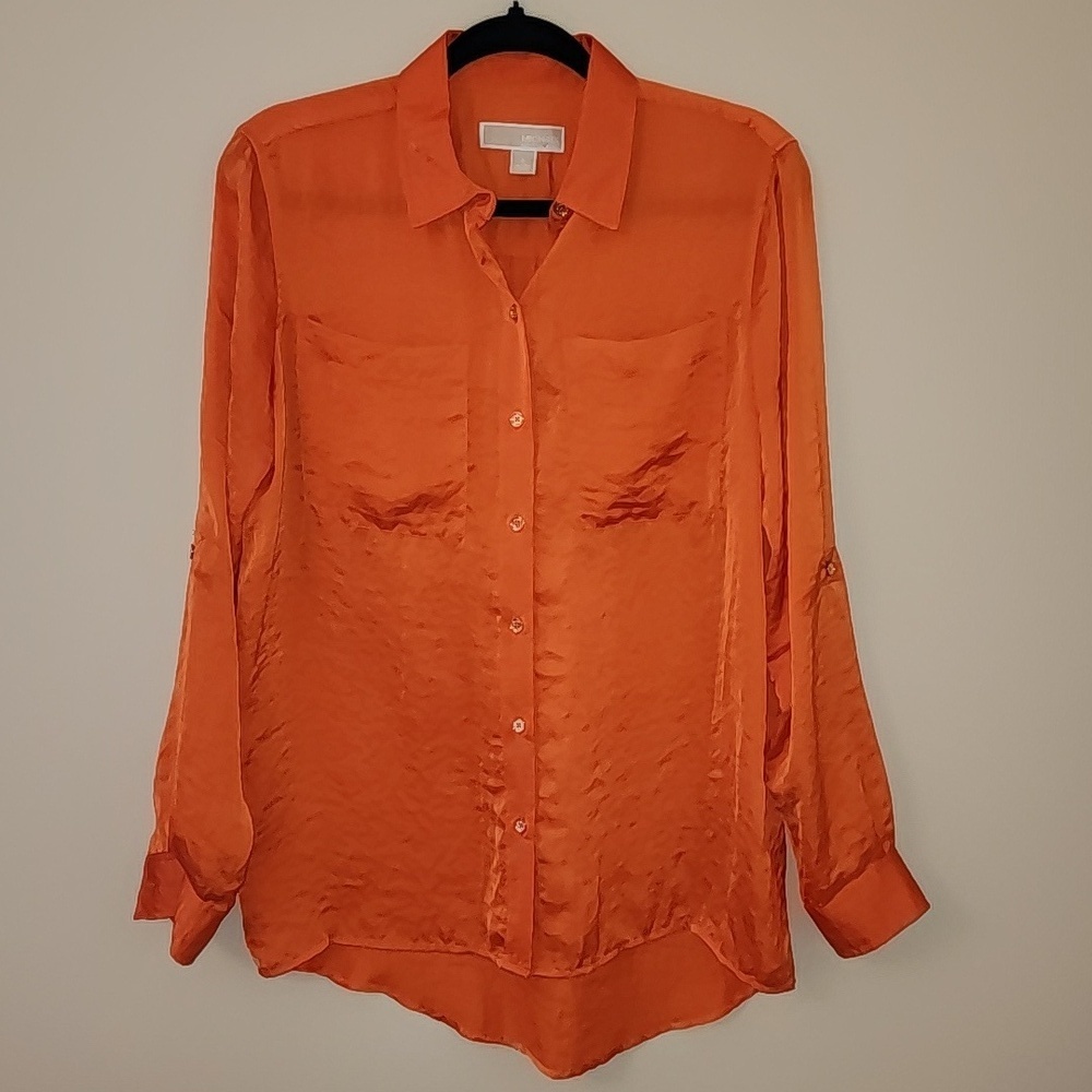 Micheal Kors Orange Button-Up Blouse